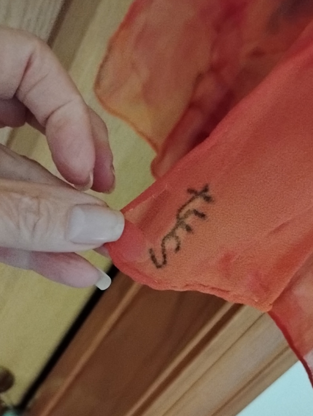 Artisan Crafted Sheer, Silk  Orange-Red Tie-Dye Scarf - Picture 3 of 7